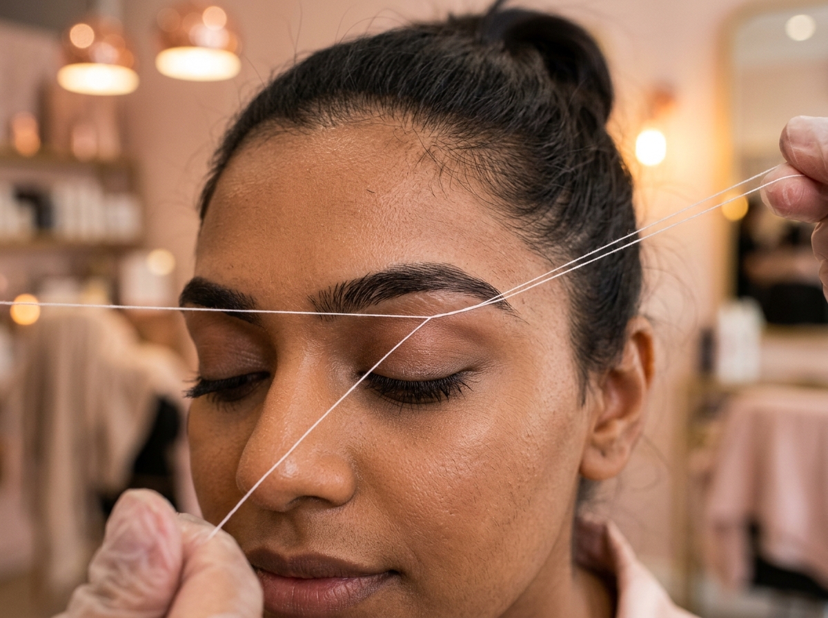 Precision eyebrow threading contouring